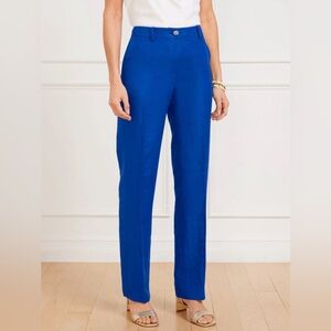 TALBOTS Cerulean Blue 100% Linen SOUTHHAMPTON Straight Leg Pants size 16P